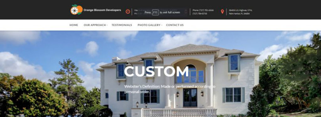 Trinity web design for Orange Blossom Developers