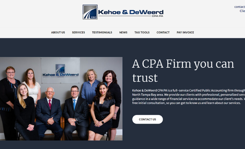 Kehoe & Deweerd CPA PA - Safety Harbor Web Design client