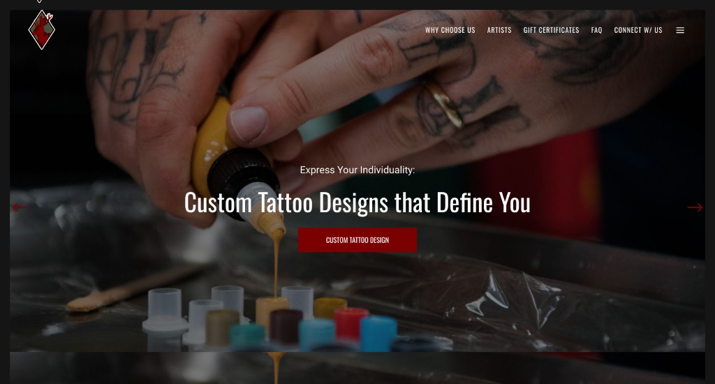 Illustrated Narrative Tattoo Studio - Trinity Web Design Client