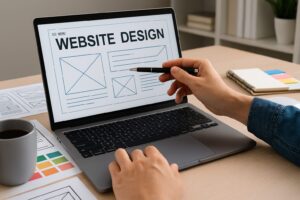 web designer creating wireframe layout and planning a new website design for businesses in Trinity, New Port Richey, and Tampa FL
