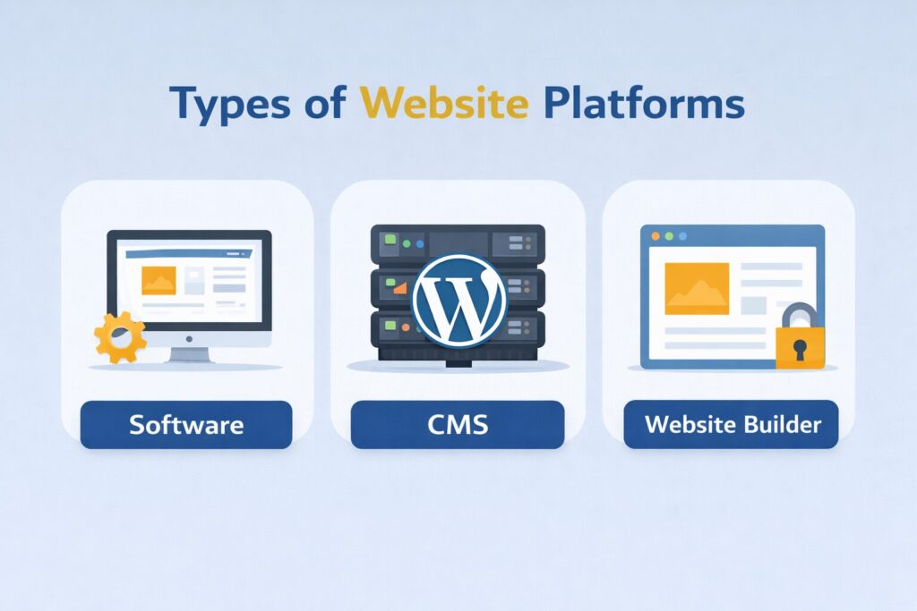 types of website platforms including software CMS and website builders for businesses in Tampa Safety Harbor and Trinity FL