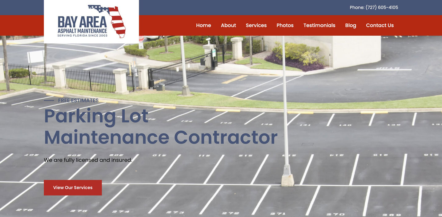 Carrollwood FL Area SEO Client Bay Area Asphalt