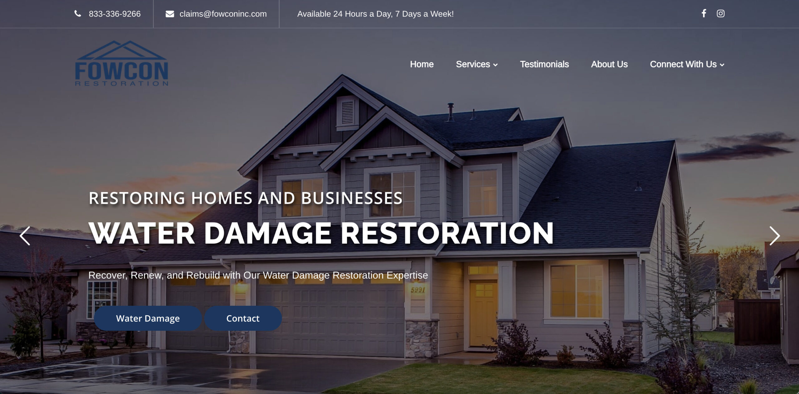 Citrus Park FL web design client - Fowcon Restoration