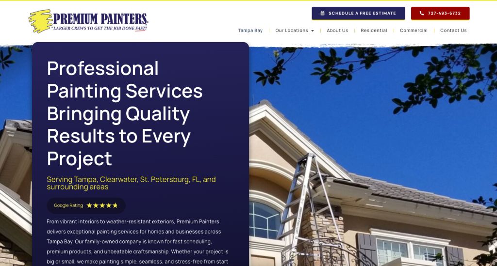 Premium Painters - Tampa web design and marketing client